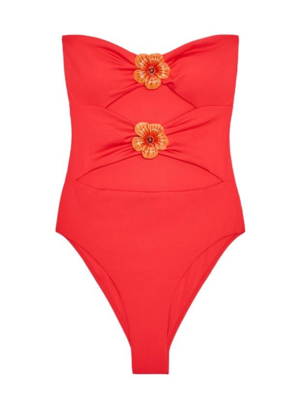 Zara Cutout Floral Bandeau Swimsuit